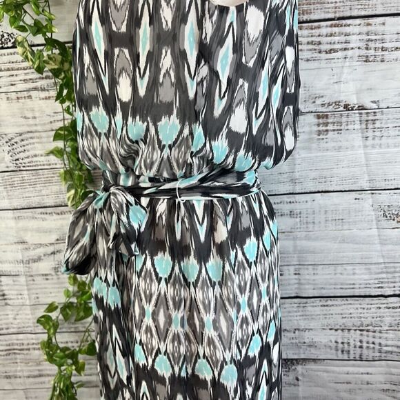 Robbie Bee Dress size 8 Blue Gray Sheer Straight Above Knee Wedding Guest Dinner - Picture 14 of 16